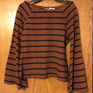 Soft Surroundings Stripe Wide Sleeve Blouse Size S